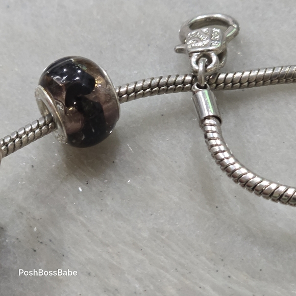 Murano .925 stearling silver center core glass bead fits pandora type bracelets - Picture 11 of 15
